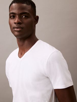 white 3 pack v-neck lounge t-shirts for men calvin klein