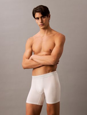 grey heather zestaw 3 par długich bokserek - ultra soft modal dla mężczyźni - calvin klein