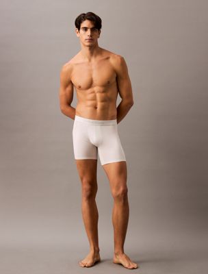 grey heather zestaw 3 par długich bokserek - ultra soft modal dla mężczyźni - calvin klein