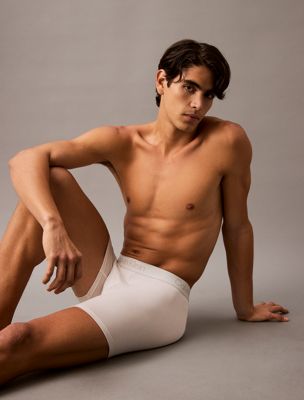 grey heather zestaw 3 par długich bokserek - ultra soft modal dla mężczyźni - calvin klein
