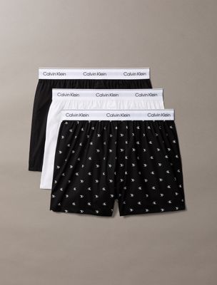 multi 3 pack slim boxers - icon cotton stretch for men calvin klein