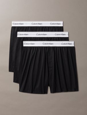 black 3 pack slim fit boxers - icon cotton stretch for men calvin klein