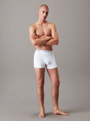 white/white/white 3 pack relaxed dart trunks - icon cotton stretch for men calvin klein