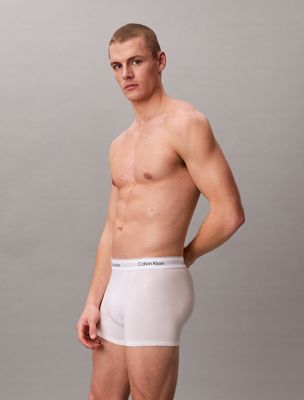 white/white/white 3 pack relaxed dart trunks - icon cotton stretch for men calvin klein