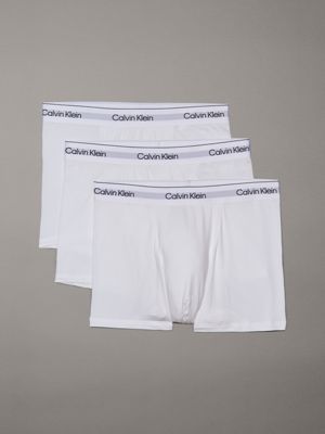 white 3 pack relaxed dart trunks - icon cotton stretch for men calvin klein