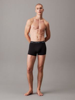 black w/ black wbs 3 pack relaxed dart trunks - icon cotton stretch for men calvin klein