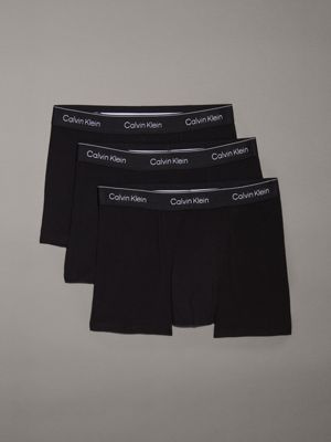 black 3 pack relaxed dart trunks - icon cotton stretch for men calvin klein