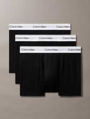  black 3 pack relaxed dart trunks - icon cotton stretch for men calvin klein