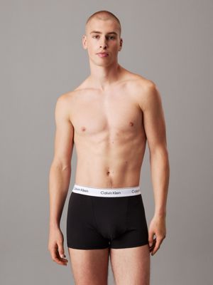 black 3 pack relaxed dart trunks - icon cotton stretch for men calvin klein