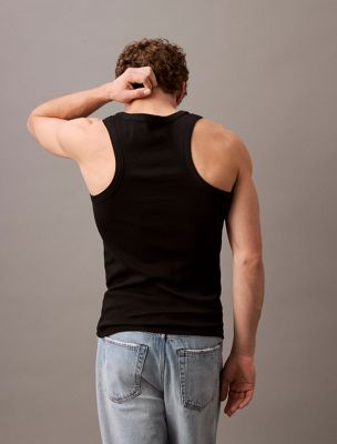 black cotton stretch lounge tank top for men calvin klein