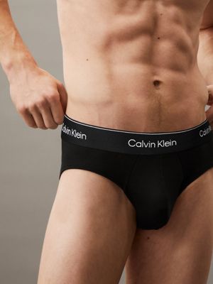 b- white zestaw 3 par slipów biodrówek - icon cotton stretch dla mężczyźni - calvin klein