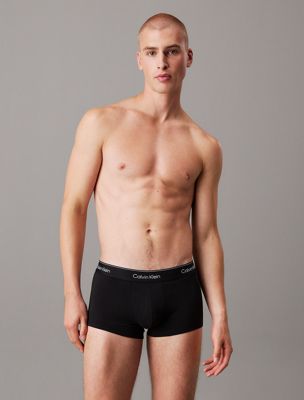 black w dtm wb 3 pack low rise trunks - icon cotton stretch for men calvin klein