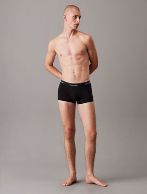 black 3 pack low rise trunks - icon cotton stretch for men calvin klein