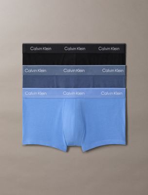 black 3 pack low rise trunks - icon cotton stretch for men calvin klein