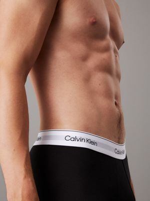 black 3 pack low rise trunks - icon cotton stretch for men calvin klein