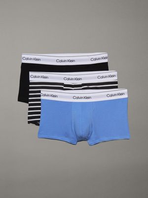 black 3 pack low rise trunks - icon cotton stretch for men calvin klein