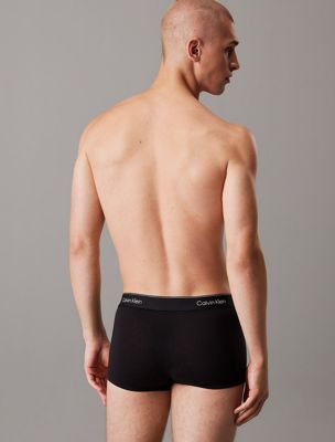 black w/ black wb 5 pack low rise trunks - icon cotton stretch for men calvin klein