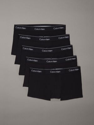 black 5 pack low rise trunks - icon cotton stretch for men calvin klein