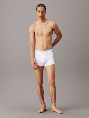 white/white/white 3 pack trunks - icon cotton stretch for men calvin klein