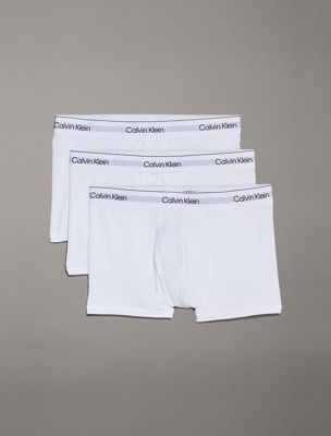 white/white/white 3 pack trunks - icon cotton stretch for men calvin klein