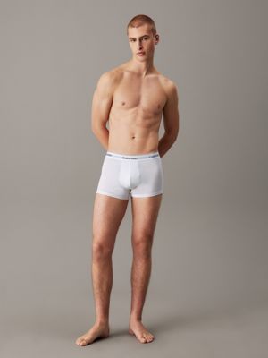 white 3 pack trunks - icon cotton stretch for men calvin klein