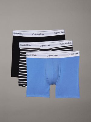 boxer aderenti lunghi confezione da 3 - icon cotton stretch  glacier da uomini calvin klein