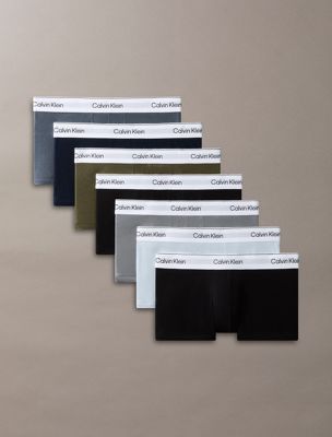 multi 7 pack low rise trunks - icon cotton stretch for men calvin klein
