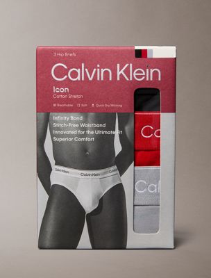 black w/ dtm wb/adrenaline rush w/ 3 pack briefs - icon cotton stretch for men calvin klein