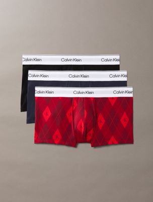multi 3 pack low rise trunks - icon cotton stretch for men calvin klein