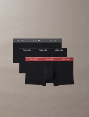 multi 3 pack low rise trunks - icon cotton for men calvin klein