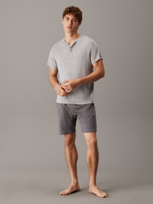 grey heather pyjama top - ultra soft modal for men calvin klein