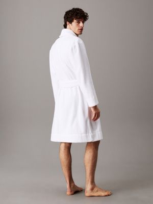 white cotton terry bathrobe for men calvin klein