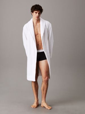 white cotton terry bathrobe for men calvin klein