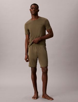 khaki pyjama shorts - ultra soft modal for men calvin klein