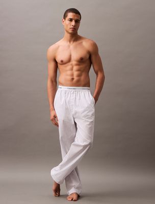 blue cotton poplin pyjama pants for men calvin klein