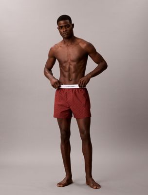 red boxers - heritage cotton poplin for men calvin klein