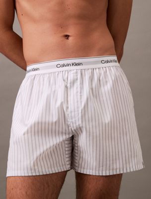 steady stripe_grisaille cotton poplin pyjama shorts for men calvin klein