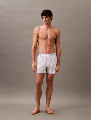 steady stripe_grisaille cotton poplin pyjama shorts for men calvin klein