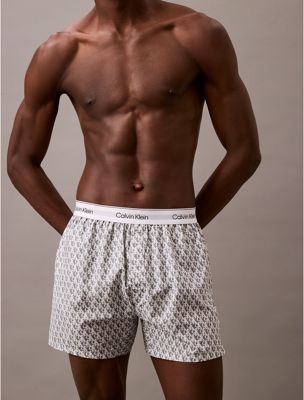 plush monogram_ash cotton poplin pyjama shorts for men calvin klein