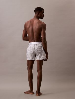 plush monogram_ash cotton poplin pyjama shorts for men calvin klein