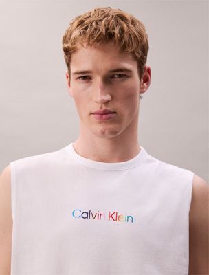 white lounge tank top - pride for men calvin klein