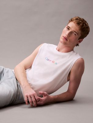 white lounge tank top - pride for men calvin klein