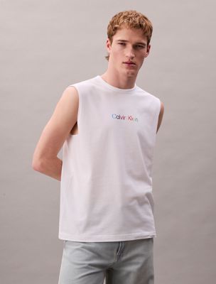 white lounge tank top - pride for men calvin klein