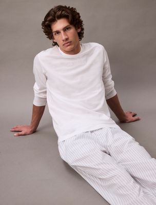 white top pants pyjama set for men calvin klein