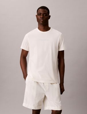 ensemble de pyjama court - cotton poplin beige pour hommes calvin klein
