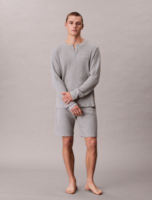 grey soft waffle pyjama shorts for men calvin klein
