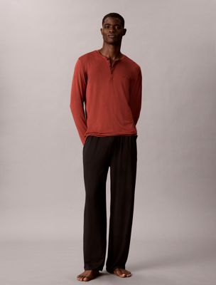 red henley pyjama top - ultra soft modal for men calvin klein