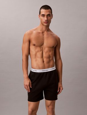 black pyjama shorts - icon cotton for men calvin klein