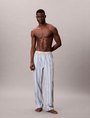blue cotton poplin pyjama pants for men calvin klein