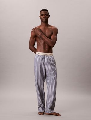 blue cotton poplin pyjama pants for men calvin klein